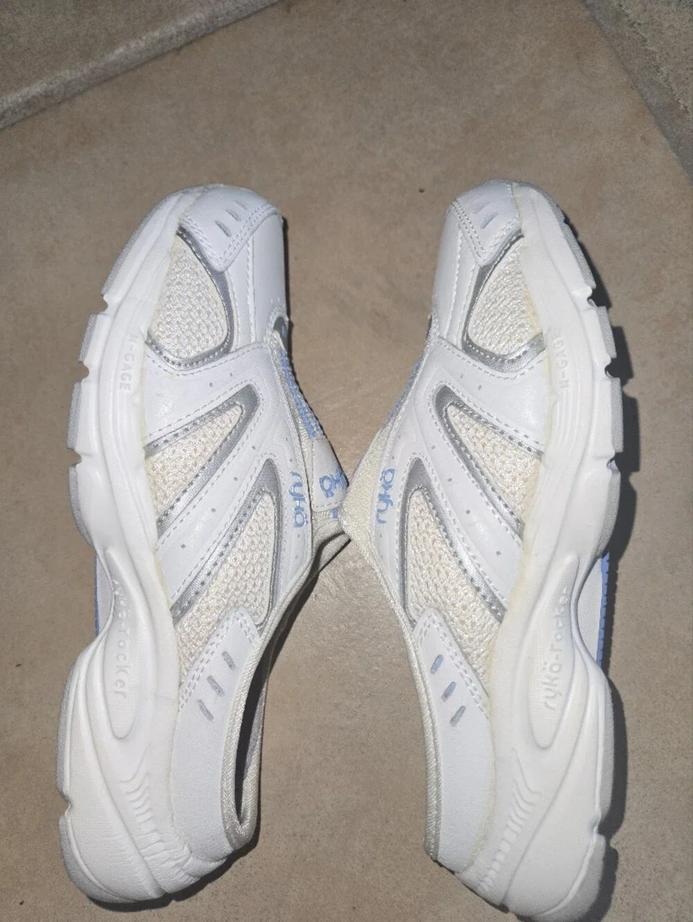 Ryka Rocker White & Light Blue Slip-On Sneakers Mules EUC size 5 - Picture 7 of 10